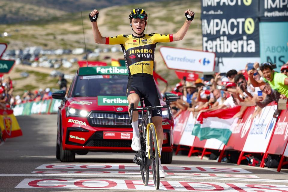 Finishphoto of Sepp Kuss winning La Vuelta Ciclista a España Stage 6.