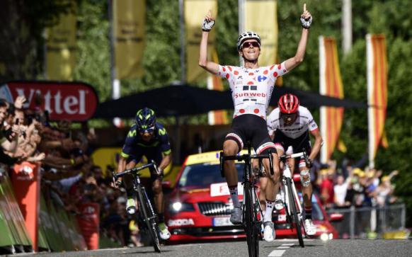 Finishphoto of Warren Barguil winning Tour de France Stage 13.