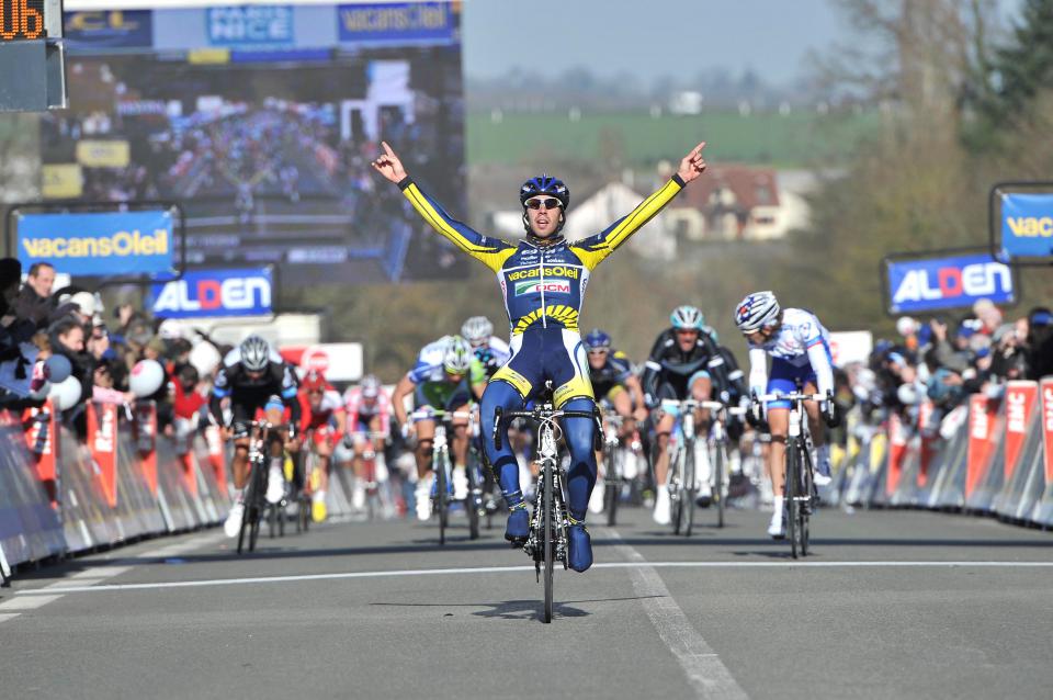 Finishphoto of Thomas De Gendt winning Paris - Nice Stage 1.
