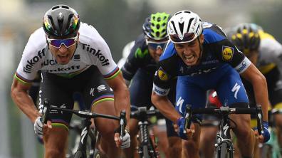 Finishphoto of Peter Sagan winning Tour de France Stage 2.