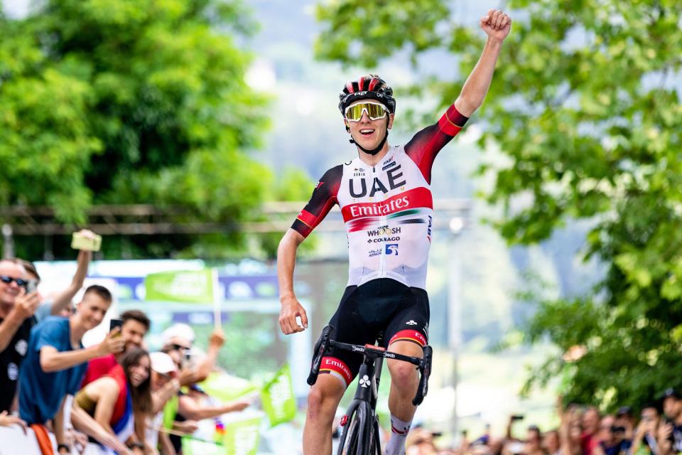 Finishphoto of Tadej Pogačar winning Tour of Slovenia Stage 3.