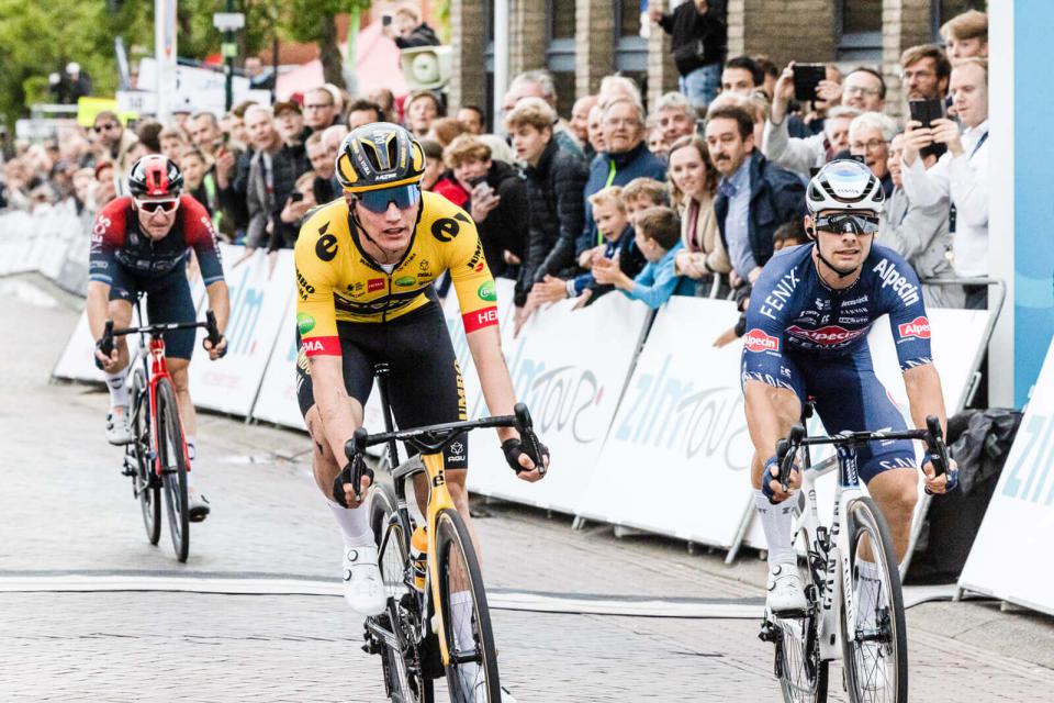 Finishphoto of Olav Kooij winning ZLM Tour Stage 1.