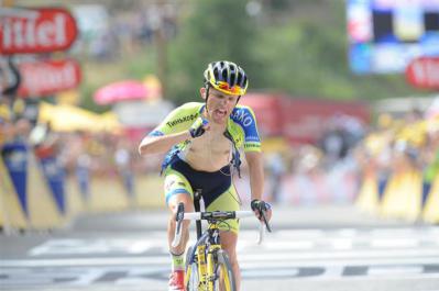 Finishphoto of Rafał Majka winning Tour de France Stage 14.