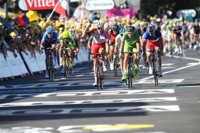 Finishphoto of Alexander Kristoff winning Tour de France Stage 12.