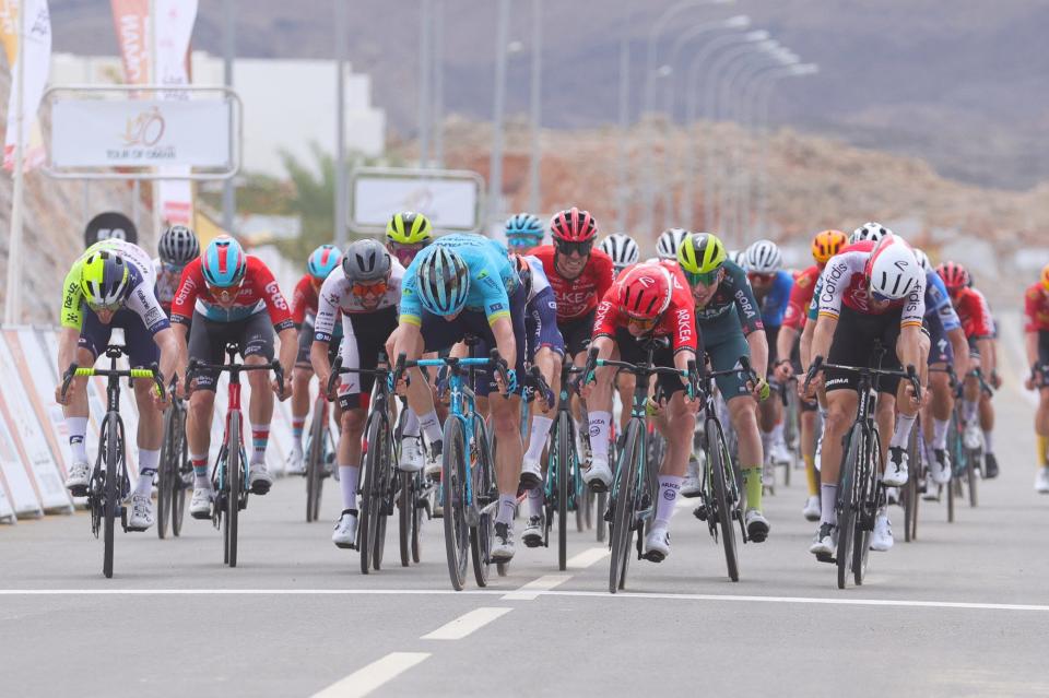 Finishphoto of Amaury Capiot winning Tour of Oman Stage 4.