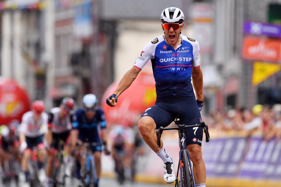 Finishphoto of Davide Ballerini winning Ethias-Tour de Wallonie Stage 4.
