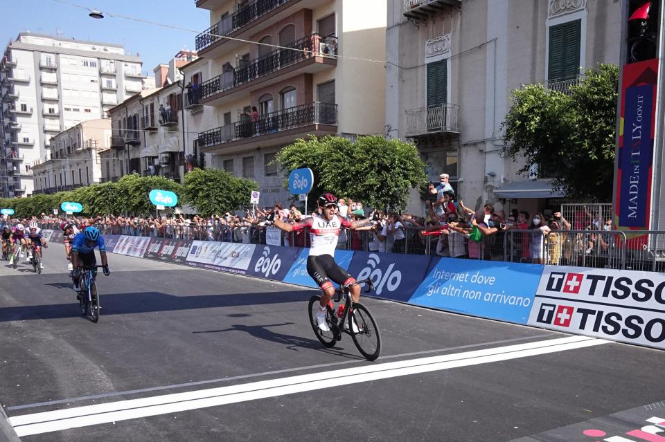 Finishphoto of Juan Sebastián Molano winning Giro di Sicilia - Tour of Sicily Stage 1.