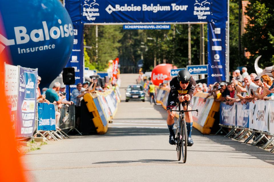 Finishphoto of Yves Lampaert winning Baloise Belgium Tour Stage 3 (ITT).