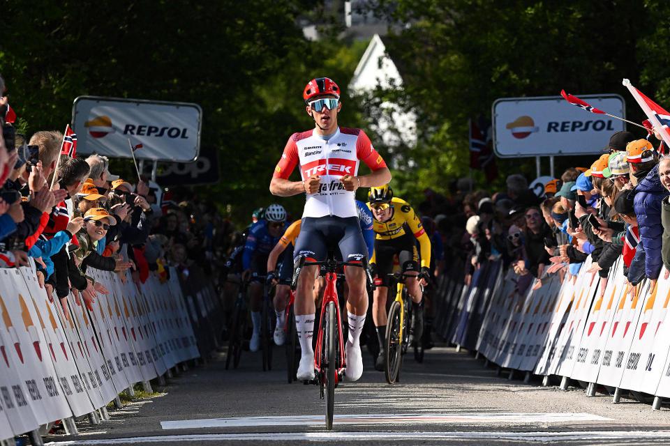 Finishphoto of Thibau Nys winning Tour of Norway Stage 2.