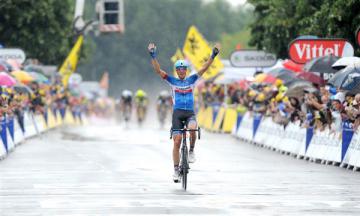 Finishphoto of Ramūnas Navardauskas winning Tour de France Stage 19.