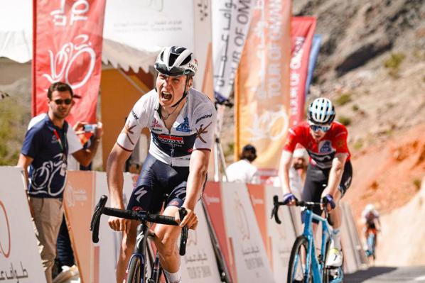 Finishphoto of Mauri Vansevenant winning Tour of Oman Stage 5.