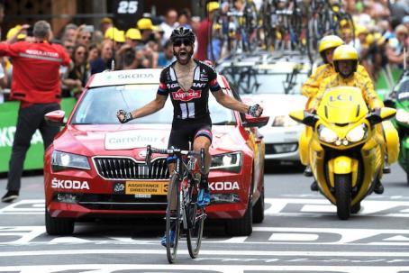 Finishphoto of Simon Geschke winning Tour de France Stage 17.