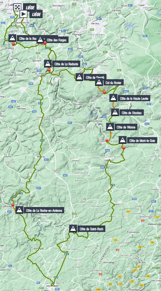 Stage profiles Liège-Bastogne-Liège 2023 One day race