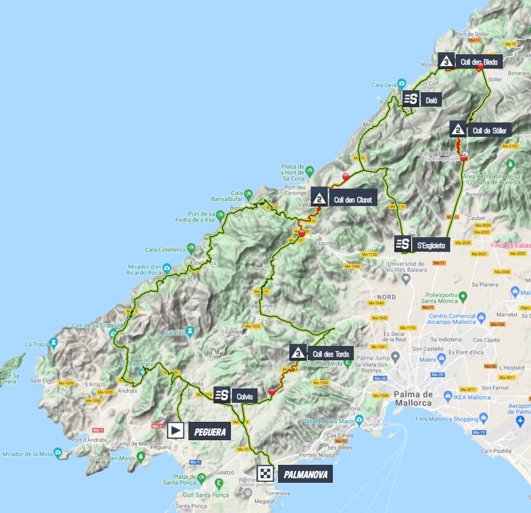 Stage profiles Trofeo Calvia 2022 One day race
