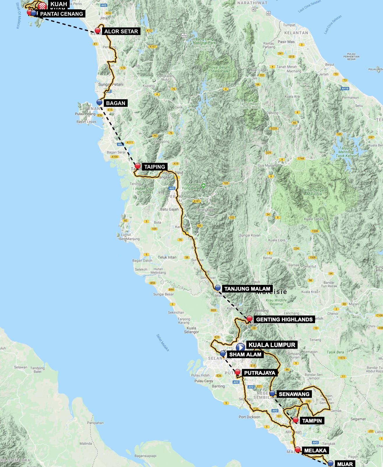 le tour de langkawi route stage 8