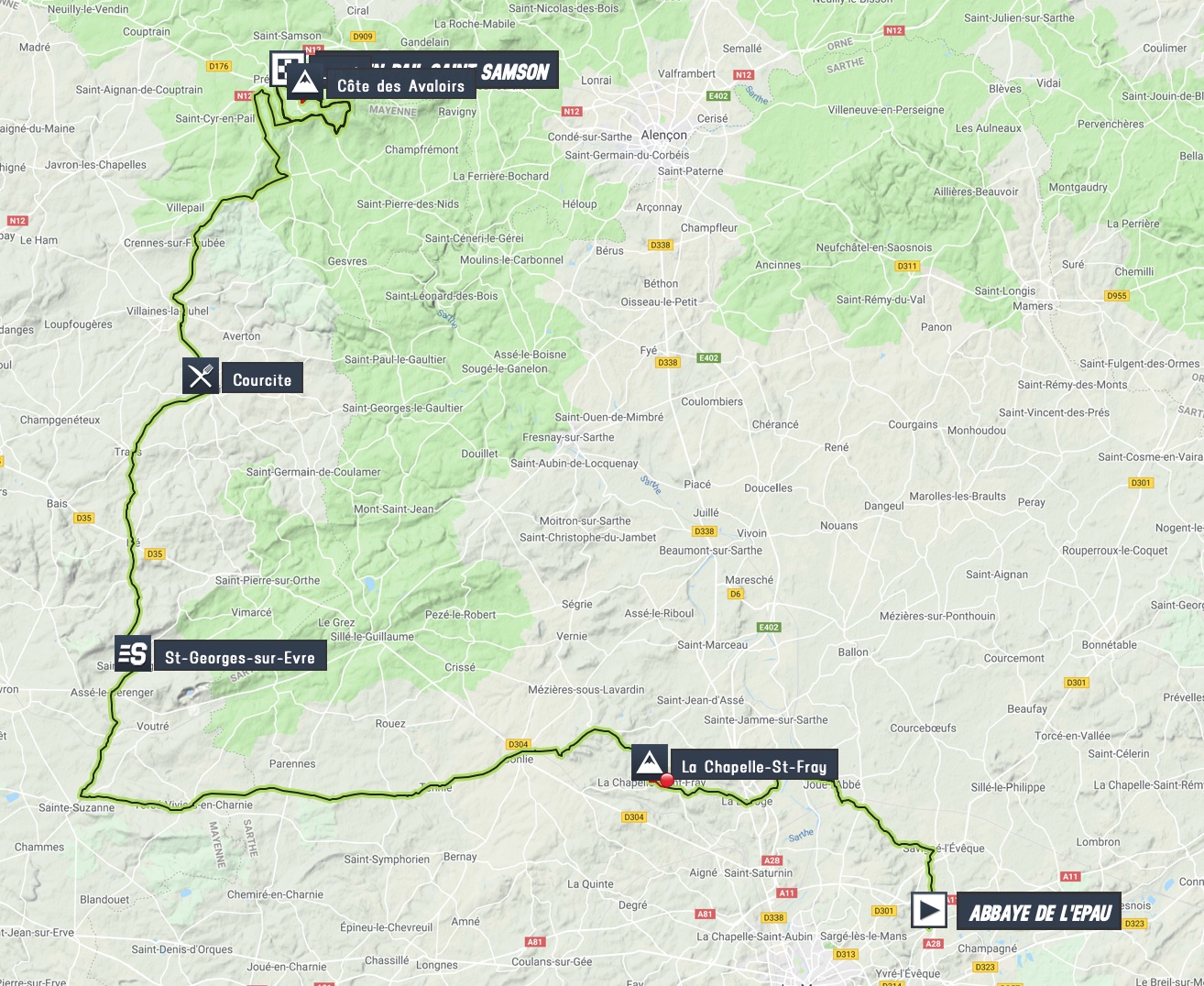 Zum Vergrößern/Verkleinern anklicken https://www.procyclingstats.com/images/profiles/ap/fc/circuit-sarthe-2019-stage-3-map-e90e57db18.jpg
