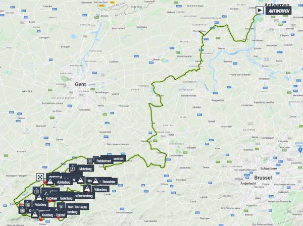 votre top 10 avant dimanche 3 avril 9h30 Ronde-van-vlaanderen-2022-result-map
