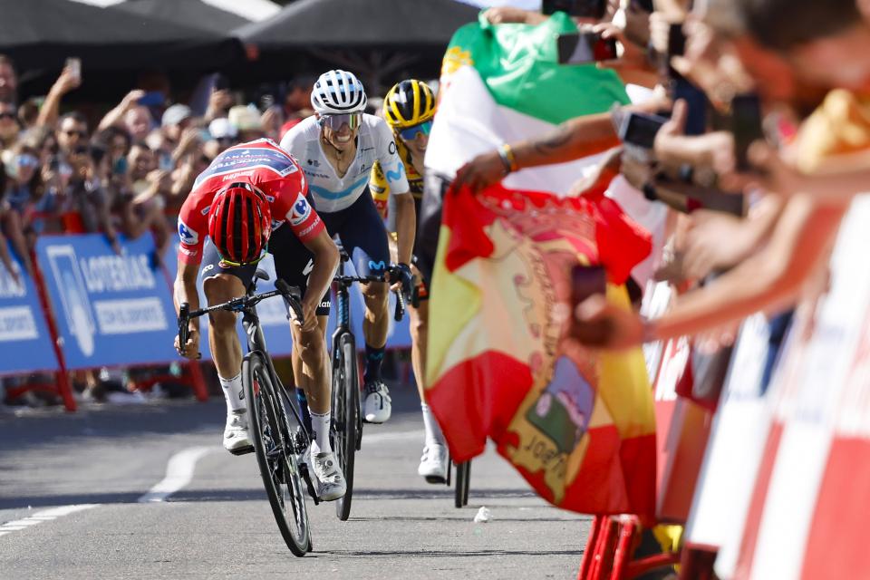 Finishphoto of Remco Evenepoel winning La Vuelta ciclista a España Stage 18.