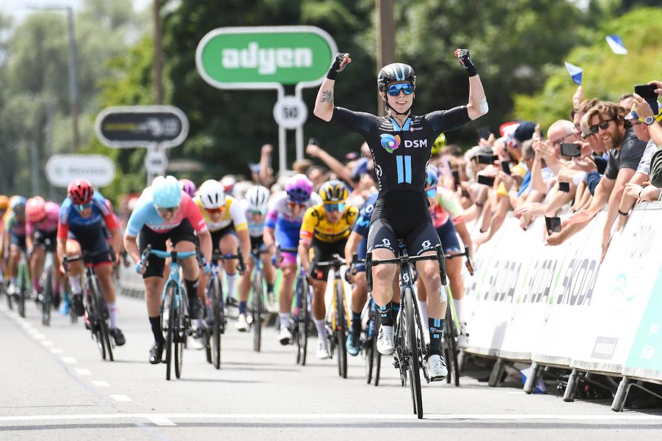 Finishphoto of Lorena Wiebes winning Women's Tour Stage 2.