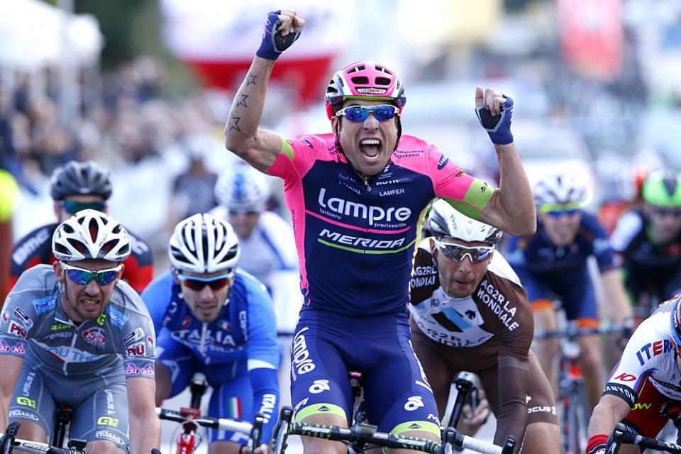 Finishphoto of Davide Cimolai winning Trofeo Laigueglia .