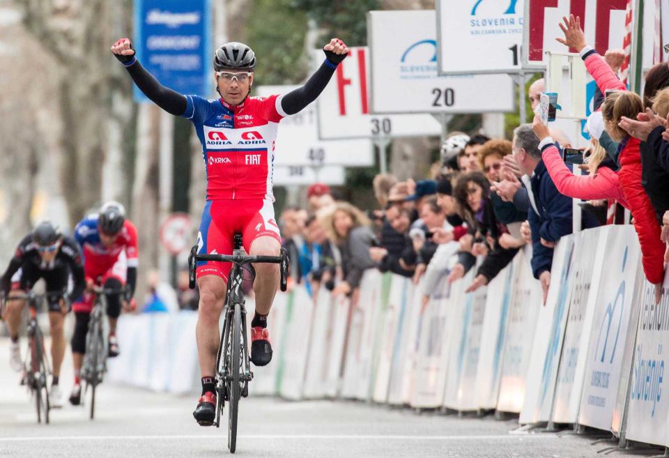 Finishphoto of Jure Golčer winning GP Izola .