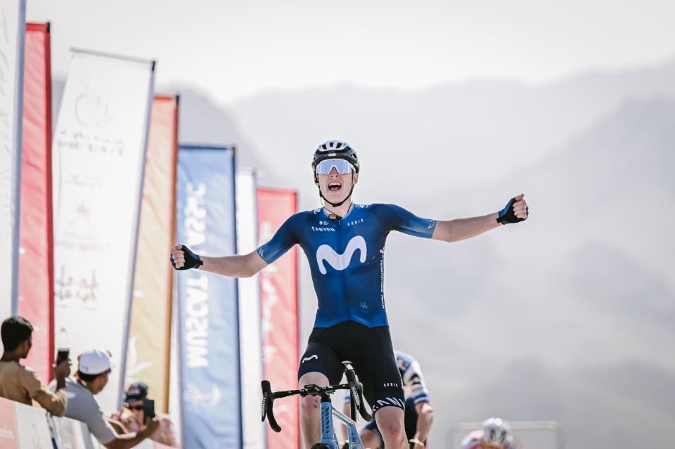 Finishphoto of Matteo Jorgenson winning Tour of Oman Stage 3.