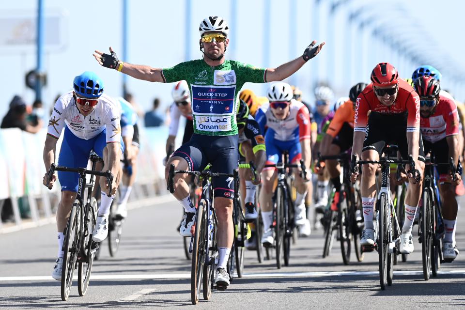 Finishphoto of Mark Cavendish winning Tour of Oman Stage 2.
