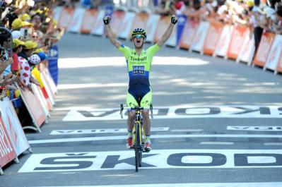 Finishphoto of Michael Rogers winning Tour de France Stage 16.