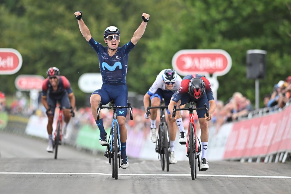 Finishphoto of Gonzalo Serrano winning Tour of Britain Stage 4.