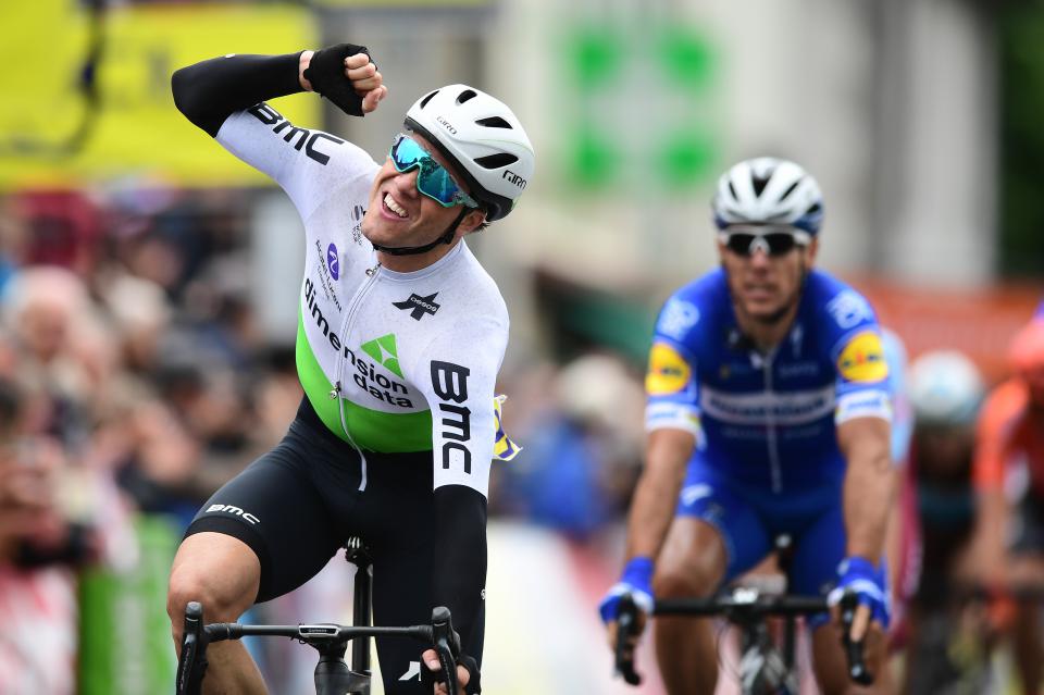 Finishphoto of Edvald Boasson Hagen winning Critérium du Dauphiné Stage 1.