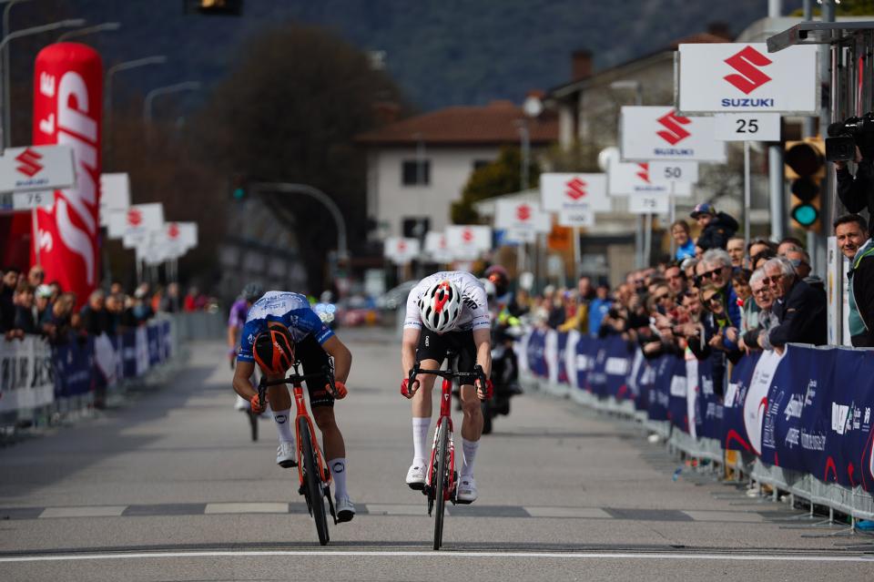 Finishphoto of Mauro Schmid winning Settimana Internazionale Coppi e Bartali Stage 5.