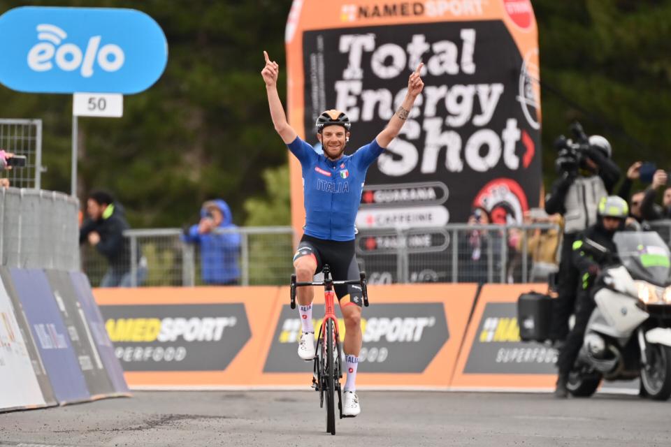 Finishphoto of Damiano Caruso winning Giro di Sicilia - Tour of Sicily Stage 4.