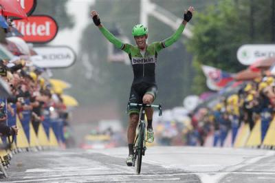 Finishphoto of Lars Boom winning Tour de France Stage 5.