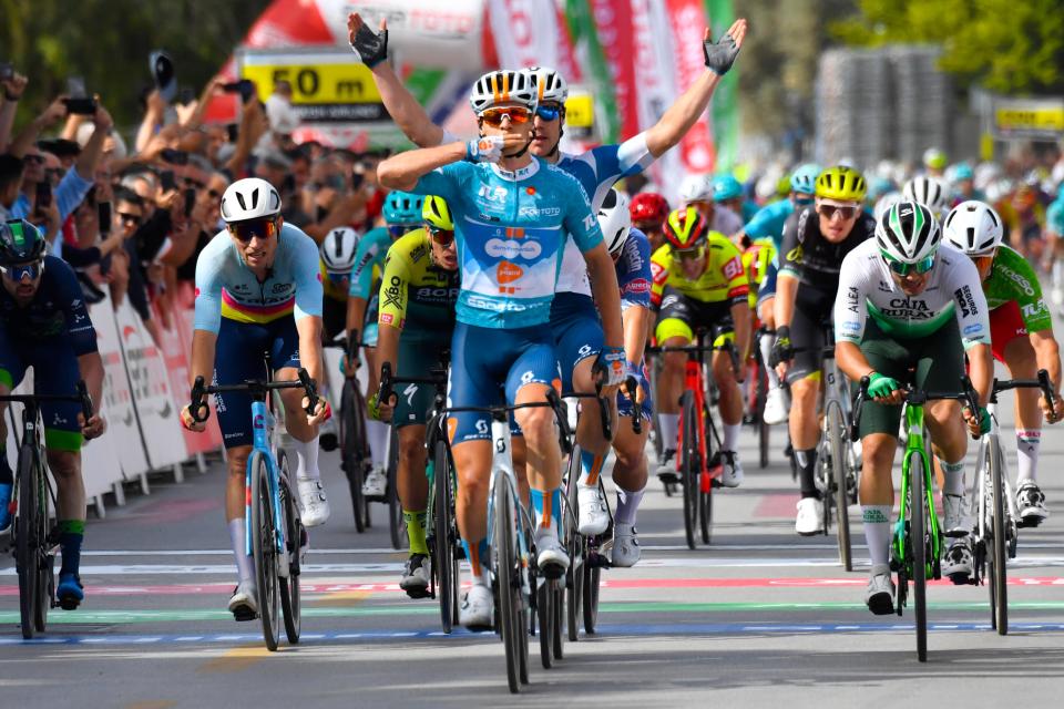 Finishphoto of Tobias Lund Andresen winning Presidential Cycling Tour of Türkiye Stage 5.