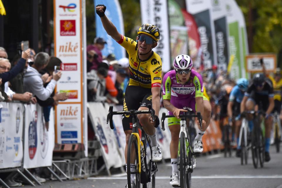 Finishphoto of Koen Bouwman winning Okolo Slovenska / Tour de Slovaquie Stage 3.