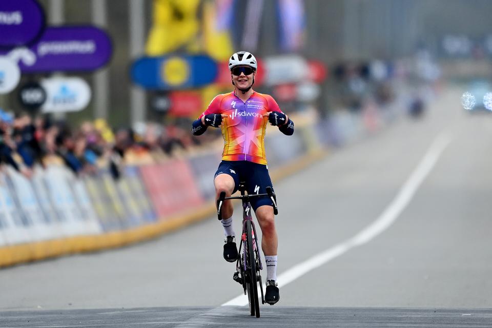 Finishphoto of Lotte Kopecky winning Ronde van Vlaanderen - Tour des Flandres WE .