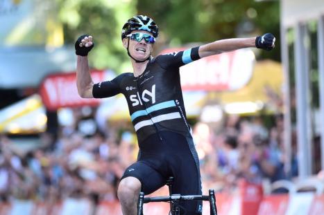 Finishphoto of Chris Froome winning Tour de France Stage 8.