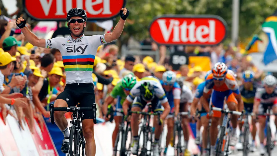 Finishphoto of Mark Cavendish winning Tour de France Stage 18.