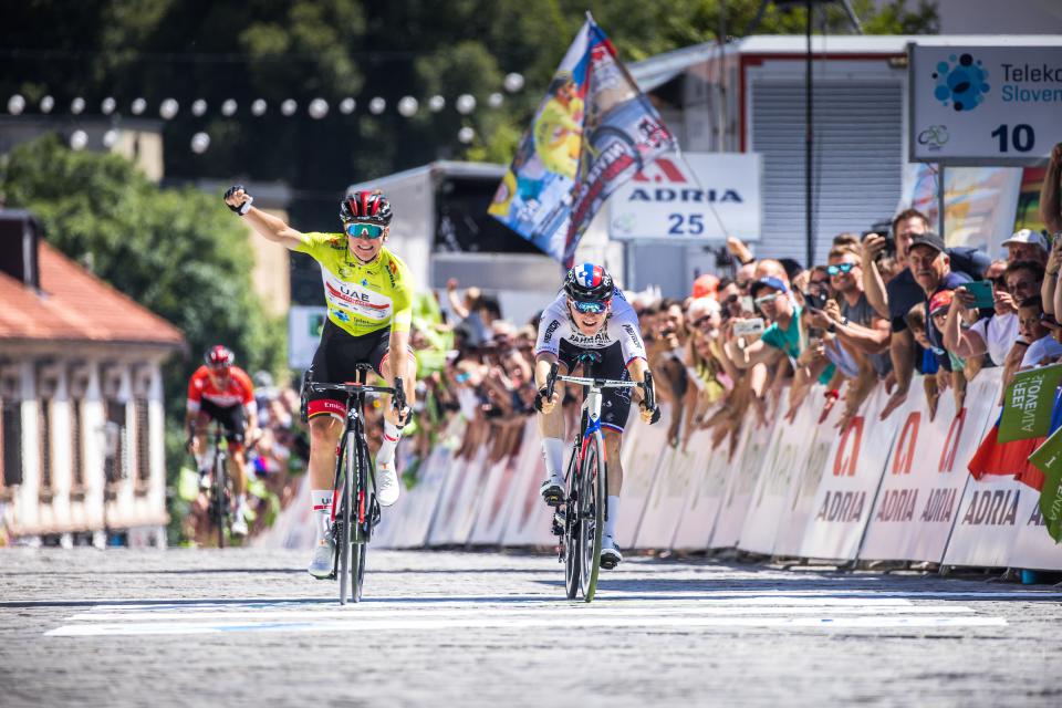 Finishphoto of Tadej Pogačar winning Tour of Slovenia Stage 5.