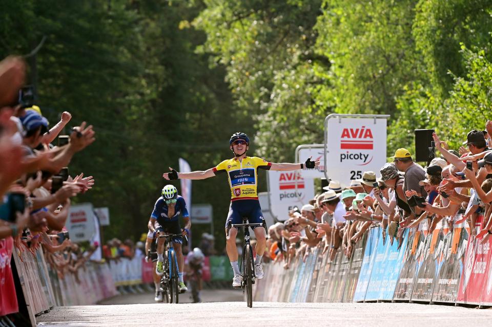 Finishphoto of Romain Grégoire winning Tour du Limousin-Périgord - Nouvelle Aquitaine Stage 3.